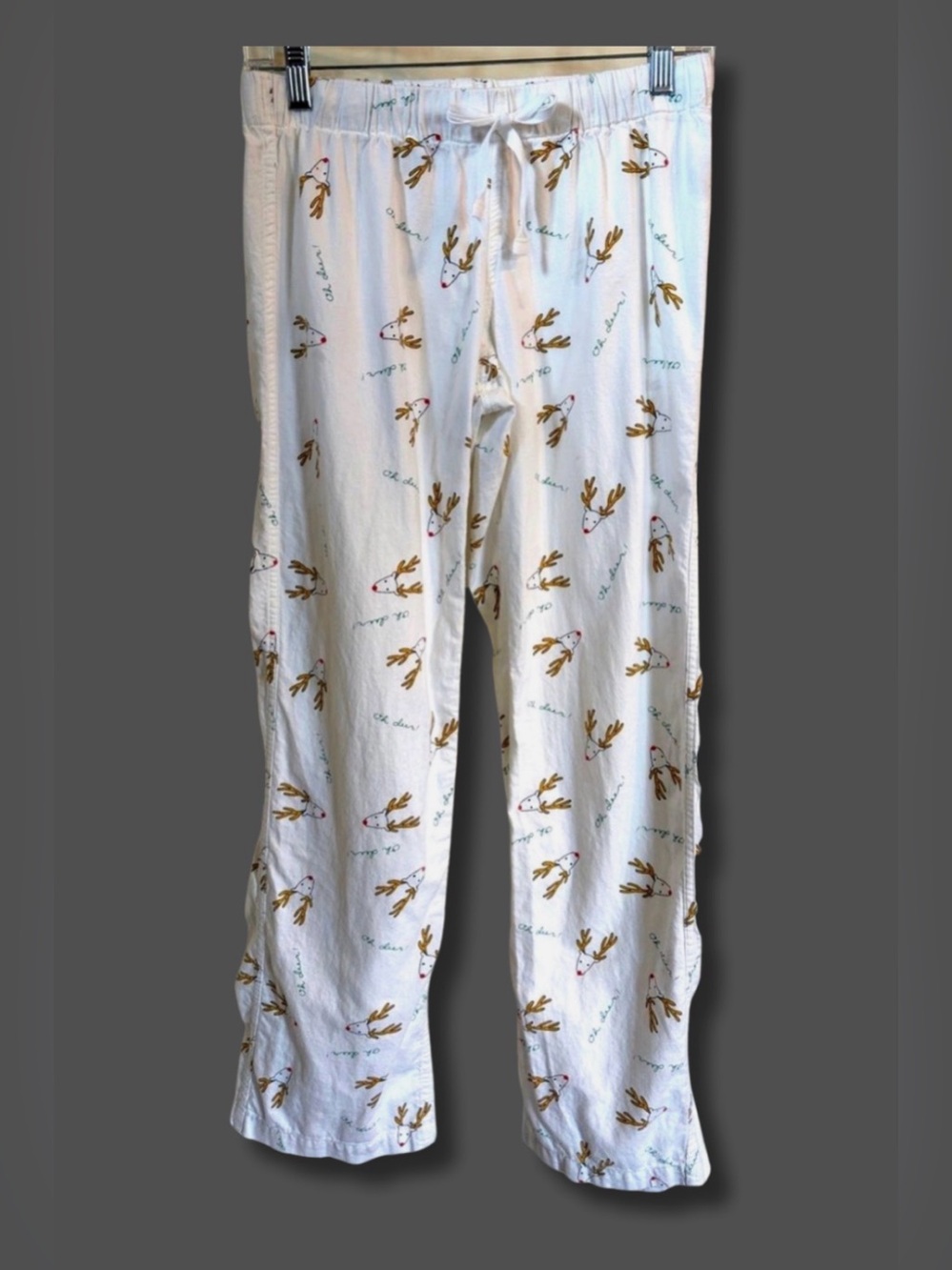 J.Crew Reindeer Pajama Pants XXS White Christmas Holiday Drawstring Lounge